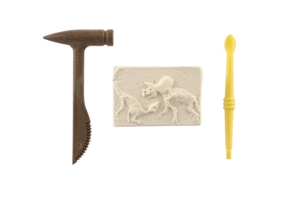 Petit archéologue fossile de dinosaure plastique 2 couleurs sous blister 12,5x19x5cm 12pcs en boîte