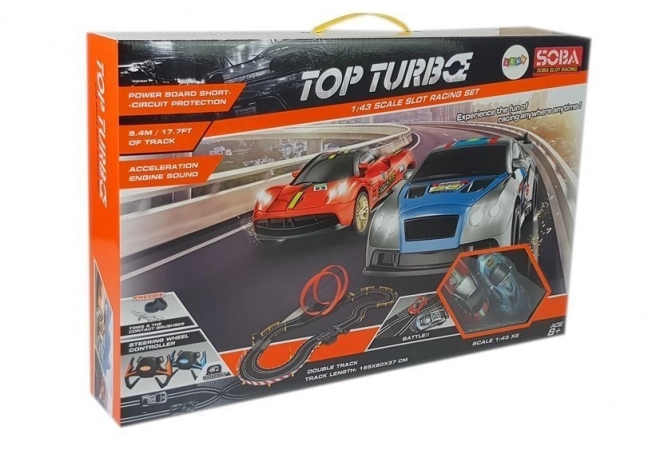 Piste de course TOP TURBO avec deux voitures et contrôleurs
