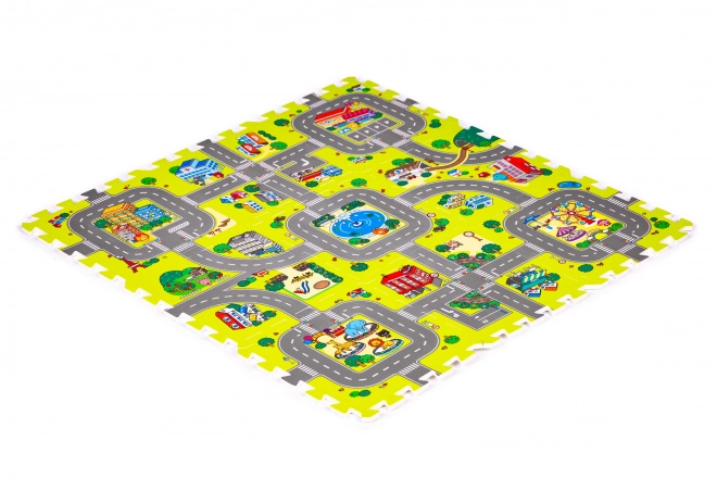 Tapis de jeu en mousse ville – 9 pièces 90,5 × 90,5 cm IPLAY