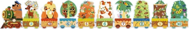 DJECO Puzzle Train avec animaux et chiffres 20 pièces