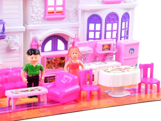 Maison familiale pliable avec meubles et figurines