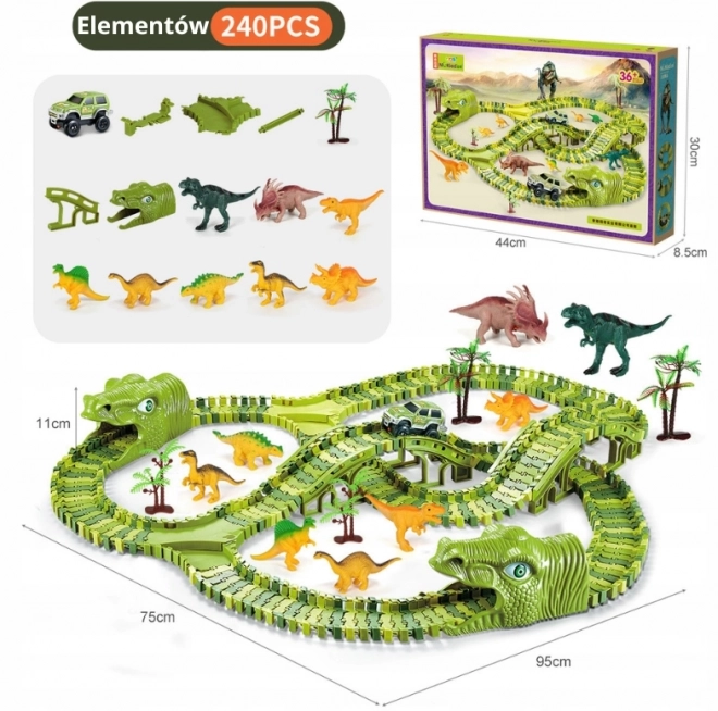 Circuit de course de dinosaures à monter soi-même 240 pièces