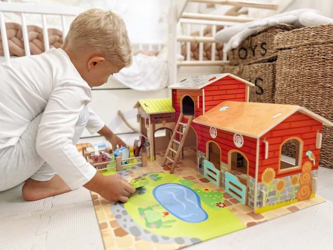 Mega Ferme figurines d'animaux étable et poulailler 18 pcs