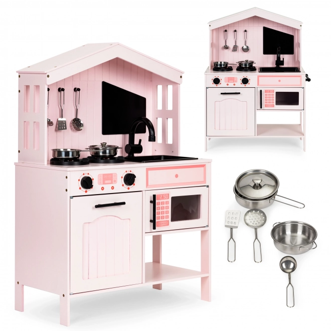 Cuisine enfant en bois, four, brûleurs micro-ondes, accessoires ECOTOYS