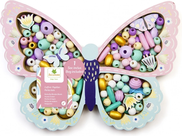 Perles en bois pastel en forme de papillon