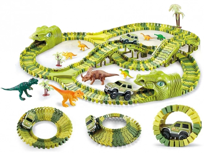 Circuit auto dinosaure flexible 240 pièces