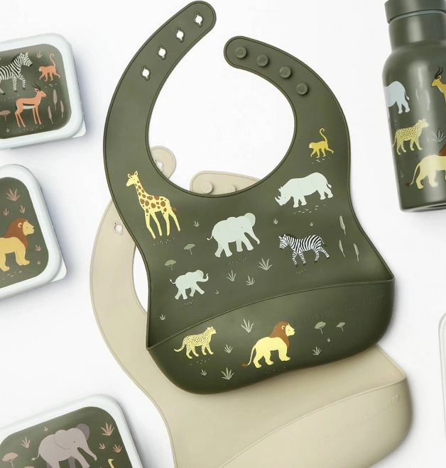 Bavoirs en silicone pour enfants avec motif de papillons – Animaux de la savane