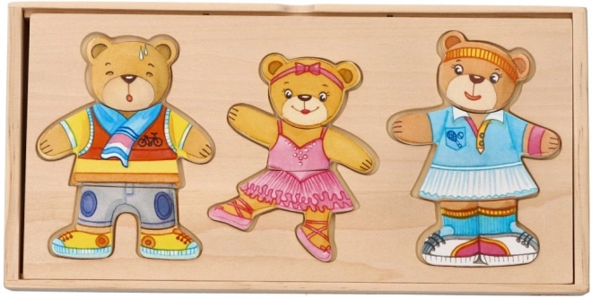 Famille d'Ours à Habiller - Puzzle en Bois
