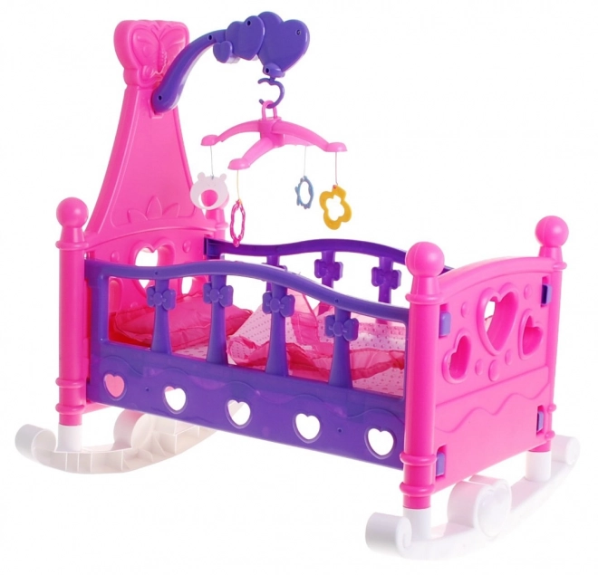Berceau pour poupées 2 en 1 pour enfants 3+ Mobile avec sons + Linge de lit pour poupées + Maison de jeu