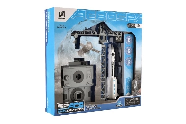 Navette spatiale avec grue et station de lancement en plastique 17 cm en boîte 29x29x7 cm