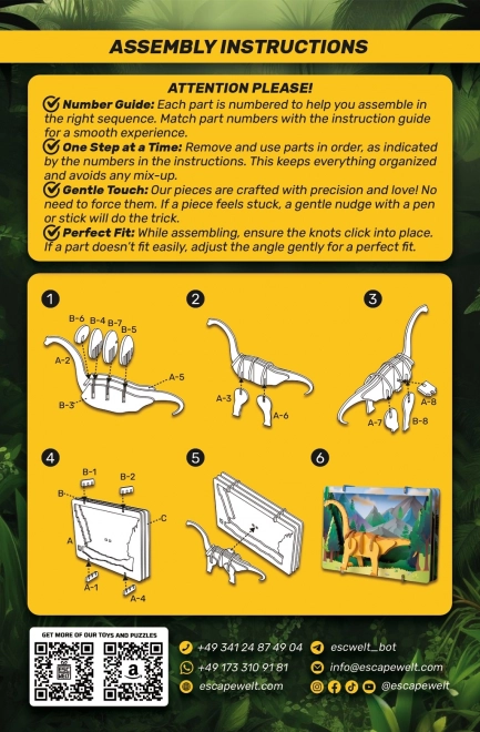 EscapeWelt 3D puzzle en bois Brontosaure
