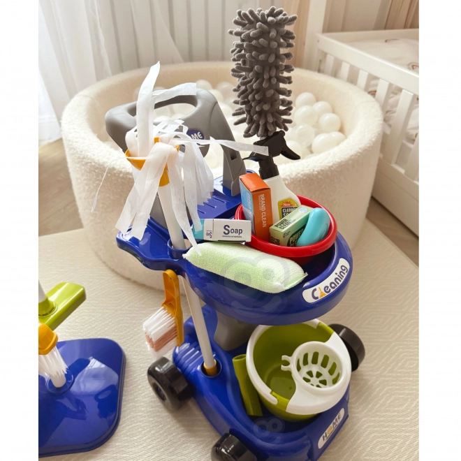 Chariot de nettoyage XXL 3en1 pour enfants 29 pièces Bleu