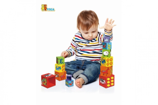 Blocs de construction en bois pour enfants à partir de 12 mois