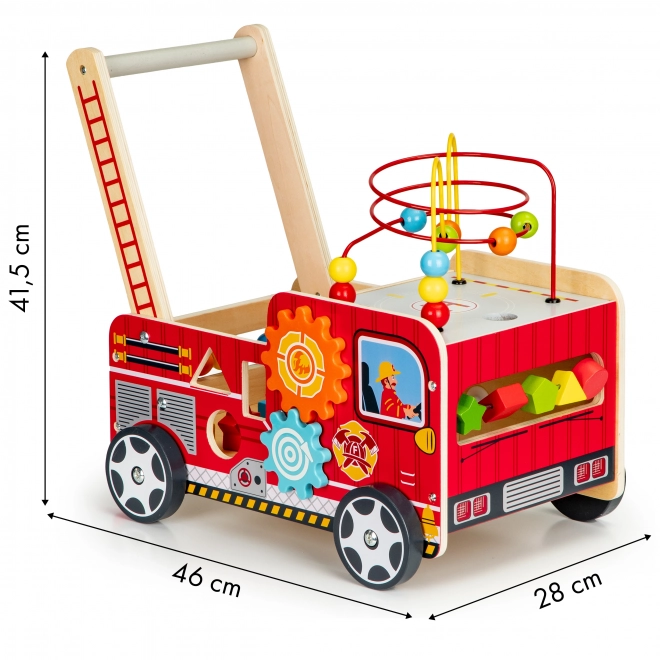 Chariot en bois éducatif avec blocs - Camion de pompier ECOTOYS