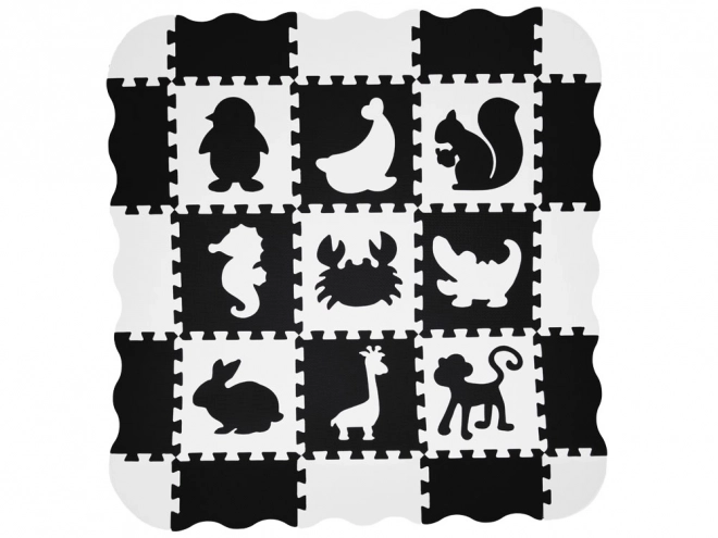 Tapis mousse contrasté animaux et formes