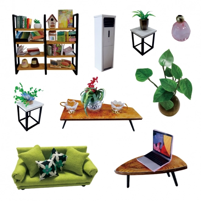 Neuf miniatures de maison style romantique scandinave