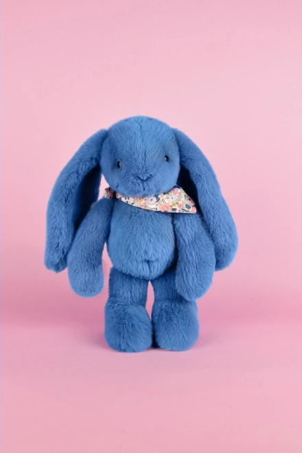 Lapin en peluche avec foulard bleu 35 cm