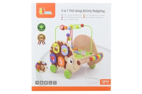 Hérisson à tirer en bois 5-en-1 avec activités VIGA