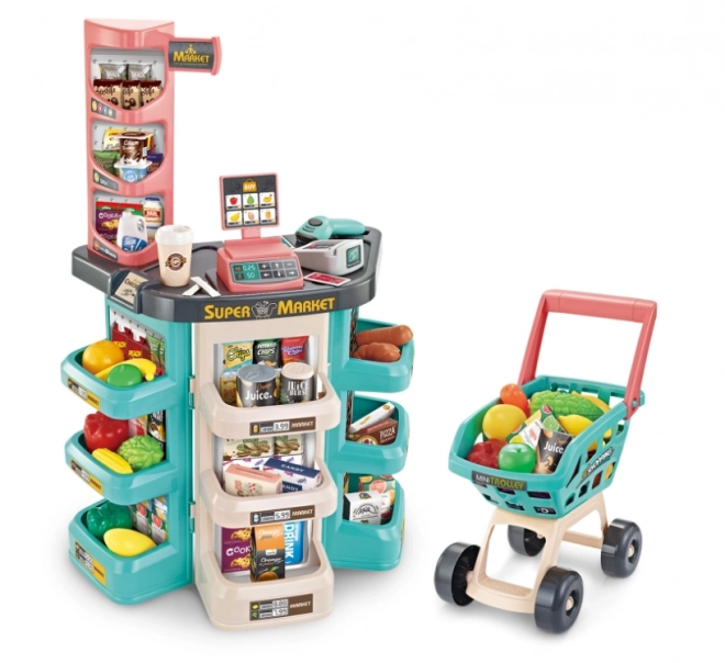 Supermarché pour enfants avec chariot et 47 accessoires Woopie