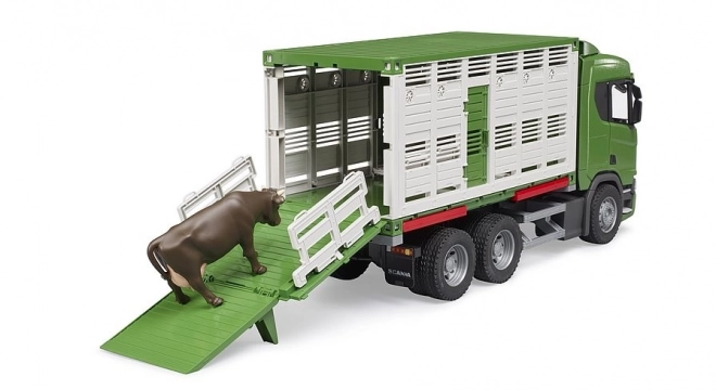 Bruder Transporteur d'animaux Scania avec figurine de vache