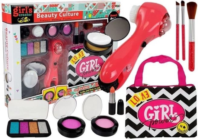 Coffret beauté avec trousse, masseur et rouge à lèvres
