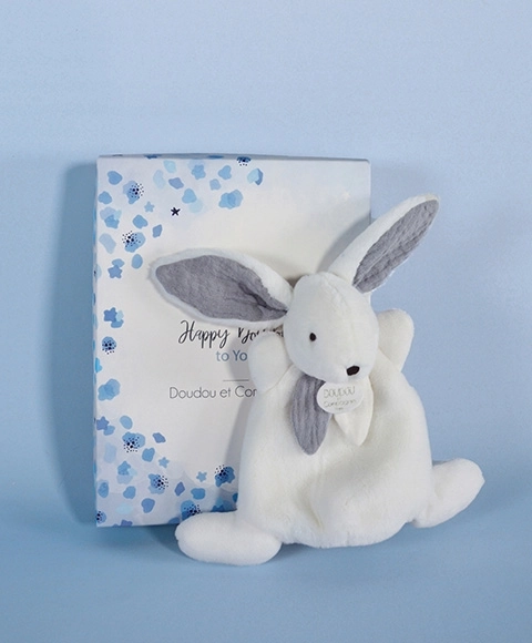 Doudou Coffret cadeau bleu - mini lapin 17 cm