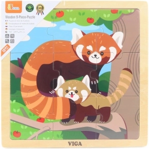 VIGA puzzle en bois – panda roux, 9 pièces