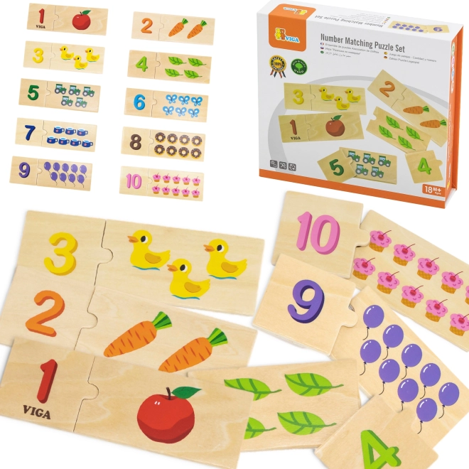 Ensemble éducatif en bois VIGA de puzzles pour reconnaître les chiffres