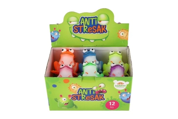 Grenouille anti-stress en silicone à presser 8x9cm 6 couleurs en sachet 12 pièces en boîte
