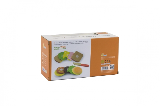 Hamburger et sandwich en bois