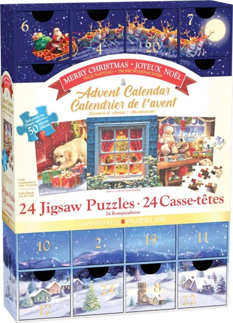 Calendrier de l'Avent avec puzzle Eurographics 24 x 50 pièces – Joyeux Noël