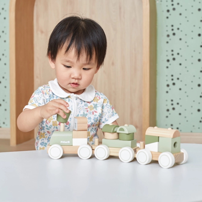 Train en bois Polar B avec wagons et blocs