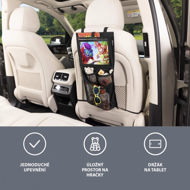 Organisateur de siège + poche pour tablette et jouets