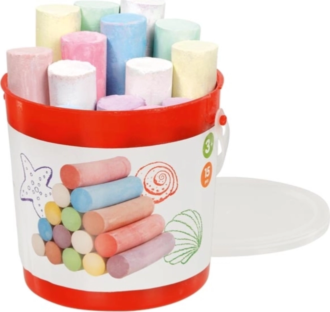 GOKI craies de trottoir colorées en seau, 15 pièces