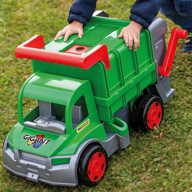 Camion poubelle fonctionnel Wader 65 cm vert avec conteneur en plastique