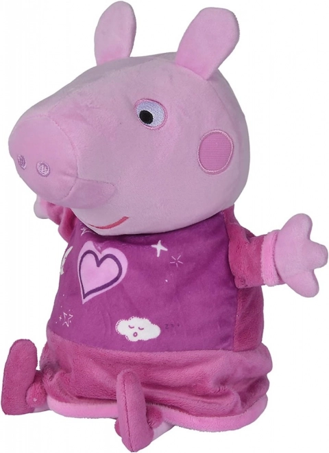Peppa Pig 2 en 1 peluche doudou, musical + lumineux, rose, 25 cm