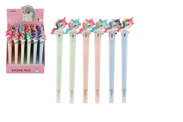 Stylo lumineux licorne en plastique à piles 3 couleurs
