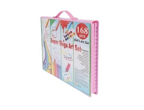 Grand ensemble de peinture dans une valise rose