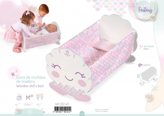 DeCuevas 55141 Berceau en bois pour poupées avec accessoires Ocean Fantasy 2021