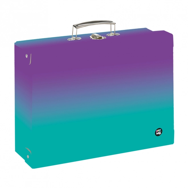 Valisette en laminé rectangulaire A4 OXY Ombre violet-bleu
