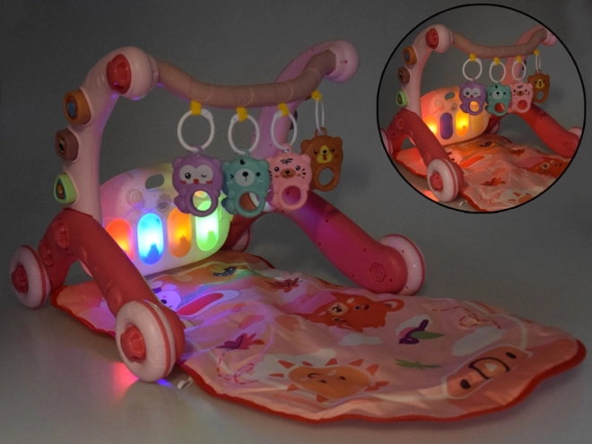 Tapis d'éveil jouet pour bébés 3 en 1 rose