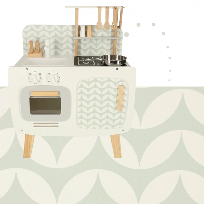 Cuisine rétro en bois pour enfants avec accessoires
