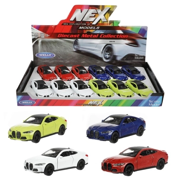 Auto Welly BMW M4 métal/plastique 12cm 4 couleurs à friction