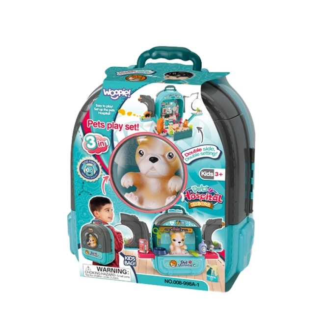 Woopie sac à dos vétérinaire avec maisonnettes et chien 3en1