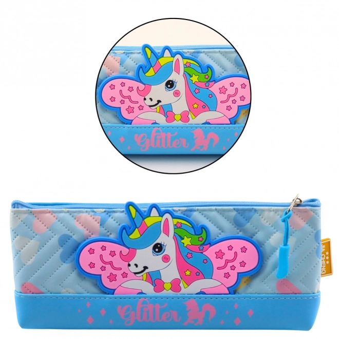 Appareil pour fournitures d'écriture avec licorne bleue