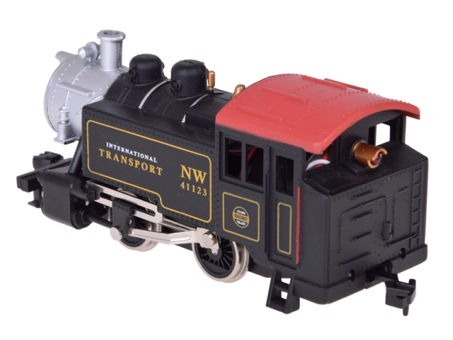 Ensemble de train électrique avec locomotive à vapeur classique et unité de contrôle