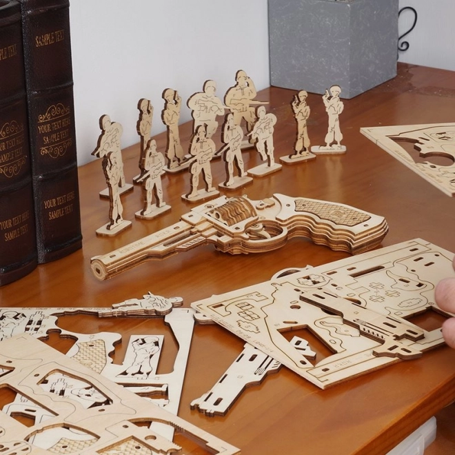 Puzzle mécanique en bois 3D Revolver Corsac RoboTime