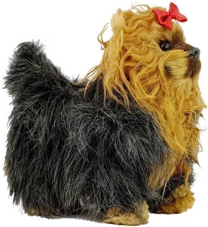 Chiot en peluche interactif york – il bouge et aboie, brun‑noir