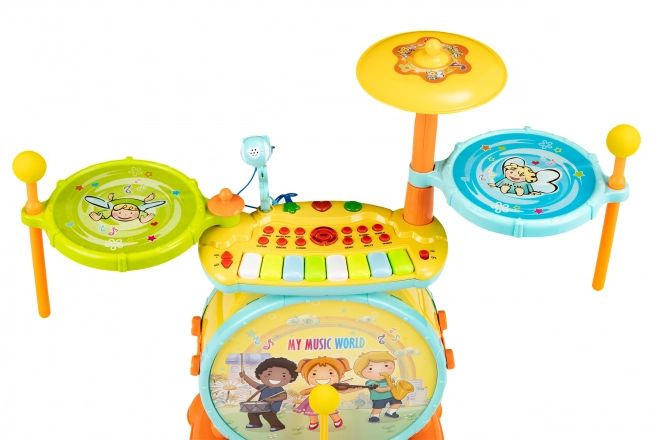 Batterie et claviers pour enfants 2 en 1 avec microphone et LED