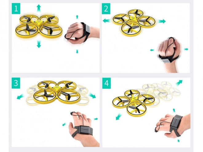 Drone contrôlé par gestes de la main + contrôle à distance Quadcoptère RC0573 – Jaune